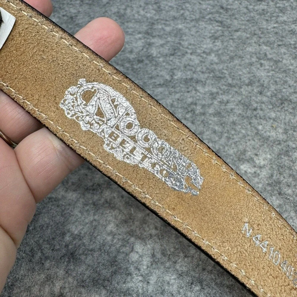 Nocona Tooled Western Belt Size 28 Genuine Leather Ornate Cowboy Buckle Longhorn
